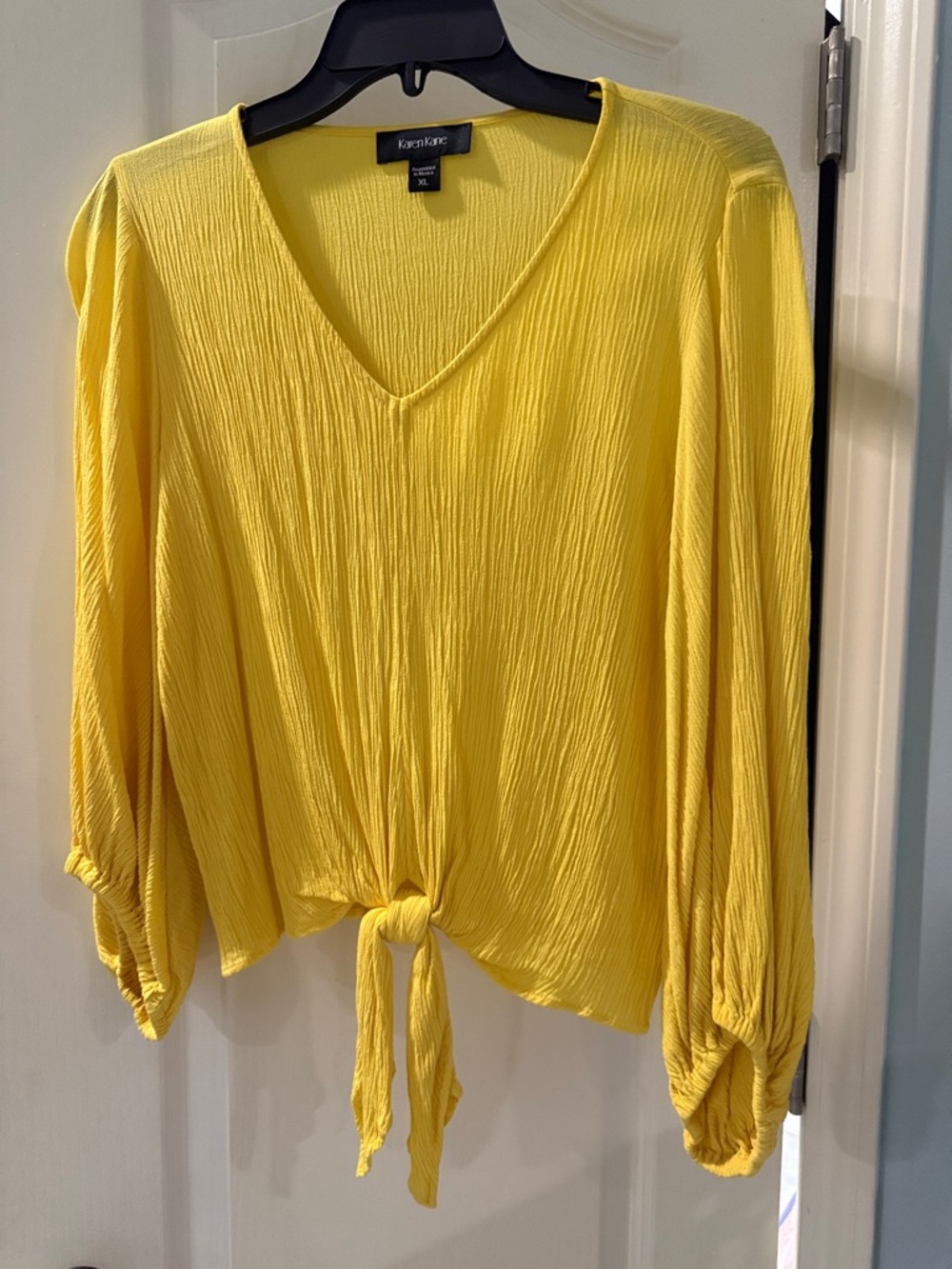 Karen Kane Bright Yellow V-Neck Tie-Front Blouse